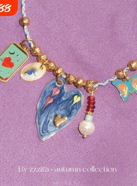 ZZZITA Sofia Neclace 美式嬉皮彩色吊坠编绳项链小众设计锁骨链