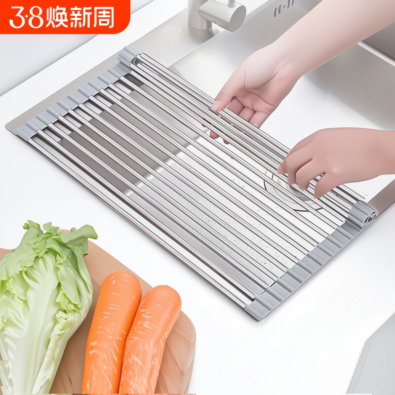 沥水架碗架厨房水槽水池收纳置物架碗碟洗碗池沥水篮折叠多功能