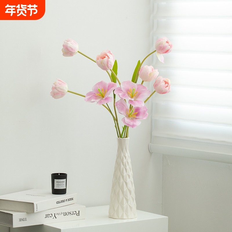 郁金香百合假花仿真花摆设高级仿生花装饰花艺摆件插花高档花束