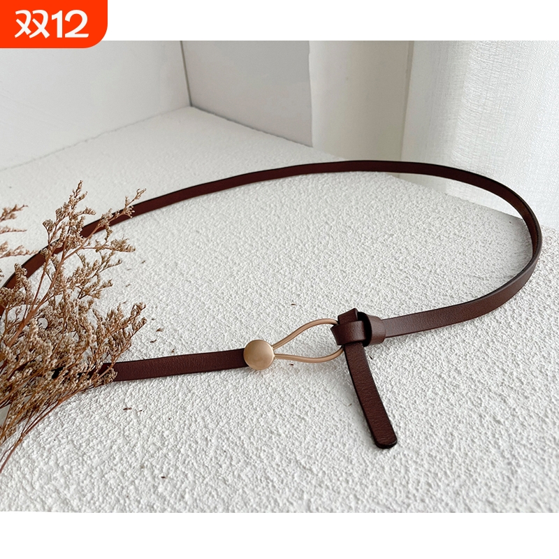 无孔真皮细腰带女士|千人加购