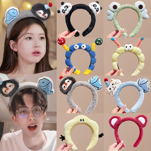 可爱卡通毛绒发箍男2025新款秋冬洗脸专用头箍防滑不掉压发卡子女