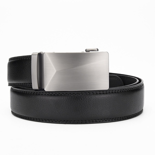 裤 14纹百搭商务男式 腰带潮 腰带自动扣真牛皮简约休闲时尚 皮带男士