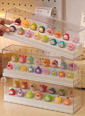 萌粒盲盒展示架收纳摆件立牌手办展示柜娃娃透明亚克力展示盒阶梯