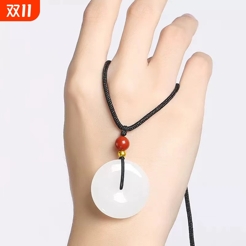 仿高端和田玉羊脂玉平安扣吊坠男女款手链项链玉石挂件佩玉坠礼物