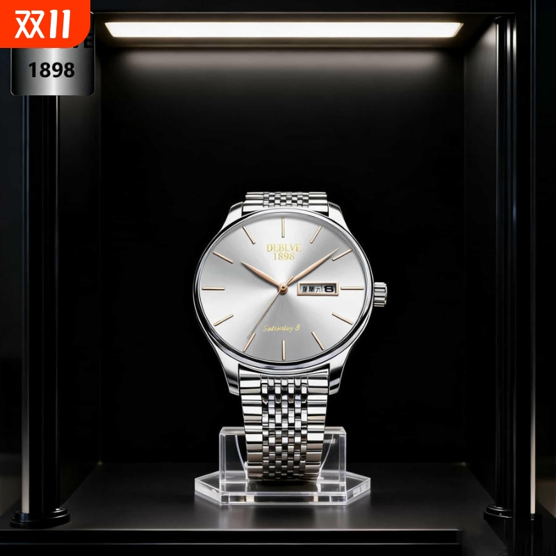 男款手表全自动非机械表正品名牌钢带商务防水石英腕表高级感男士