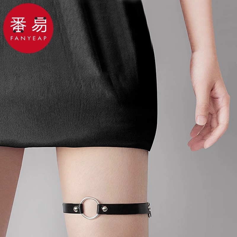 腿环A1vq0-女暗黑小腿朋克袜带腿环日系饰品短裤大腿圈袜圈绑