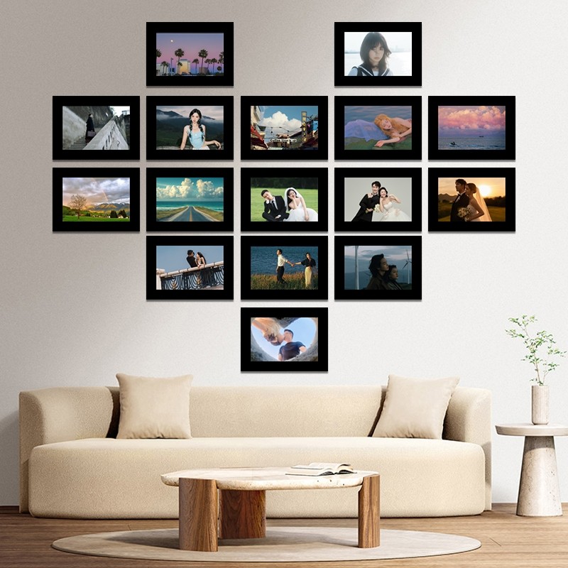 照片相框挂墙免打孔磁吸挂墙免打孔6寸7寸磁性相片框儿童照片墙组