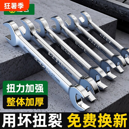 【用坏换新】高硬双头开口呆扳手