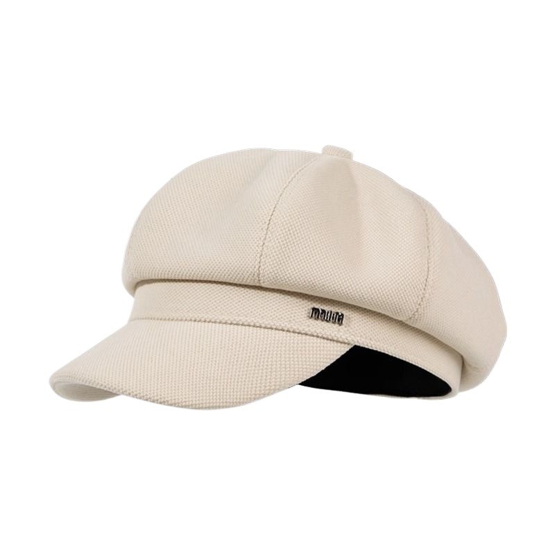 贝雷帽女鸭舌秋冬显八角帽大头围法式复古潮报童帽子黑色圆脸防风