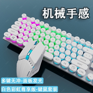 有线键盘鼠标套装 两件套茶轴 机械手感电竞游戏办公电脑笔记本台式