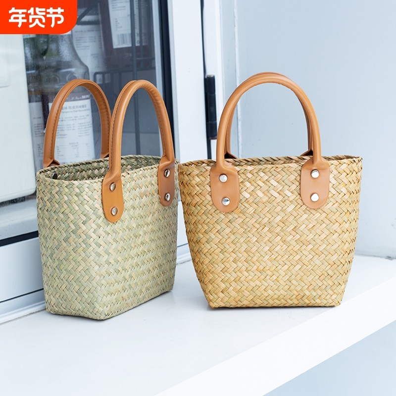 草编包手工编织小众设计手拎女包时尚气质手提小包海边度假沙滩包