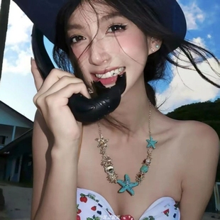 海边锁骨链 海星贝壳项链轻奢度假风颈链拍照奢小众出片配饰新款