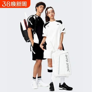 羽毛球服运动休闲男女网球跑步宽松短袖T恤透气短裤套装白色体育