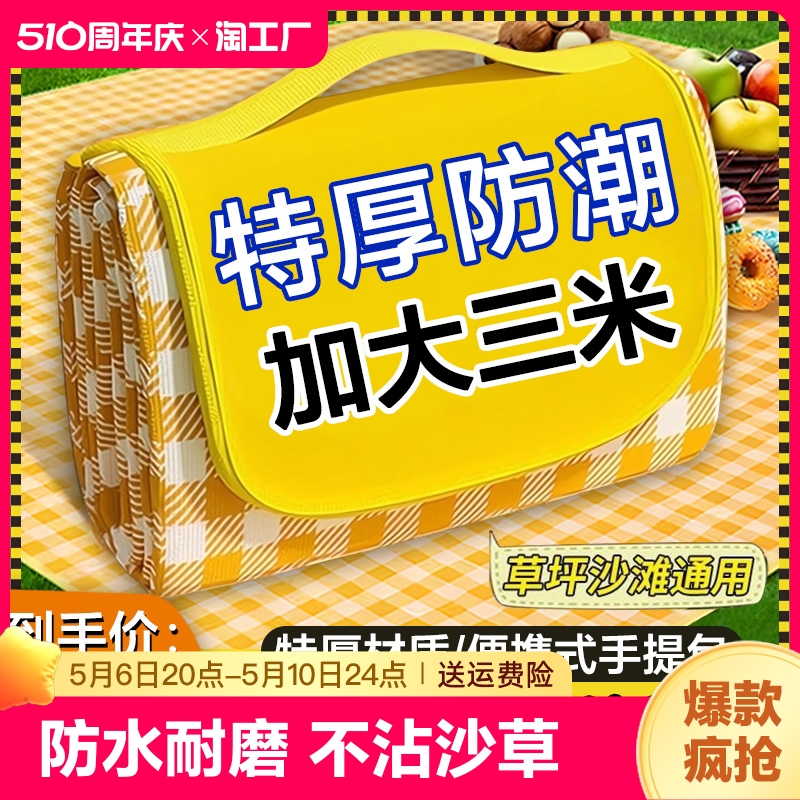 野餐垫防潮垫加厚户外野炊野营沙滩帐篷地垫春游坐垫防水草坪垫子