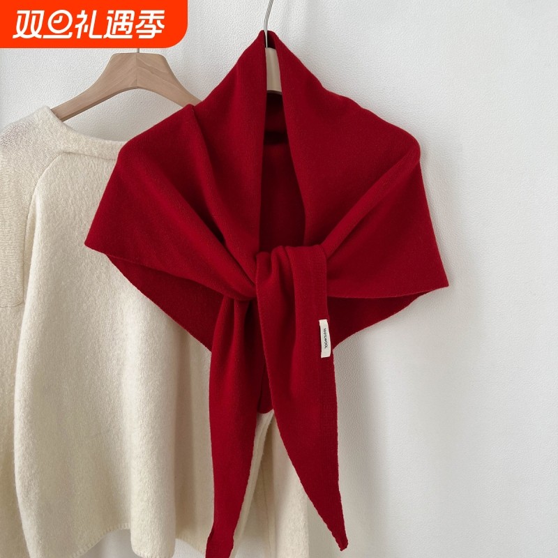 澳洲100%WOOL纯羊毛大三角巾韩版披肩女2025秋冬保暖气质