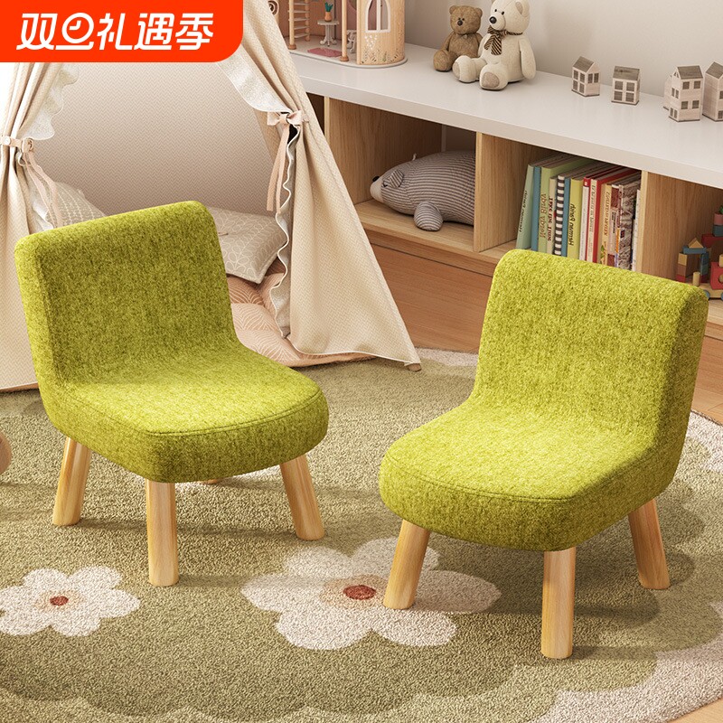 家用靠背松木腿小凳子门厅绒布换鞋凳多功能矮凳椅子大人软包海绵