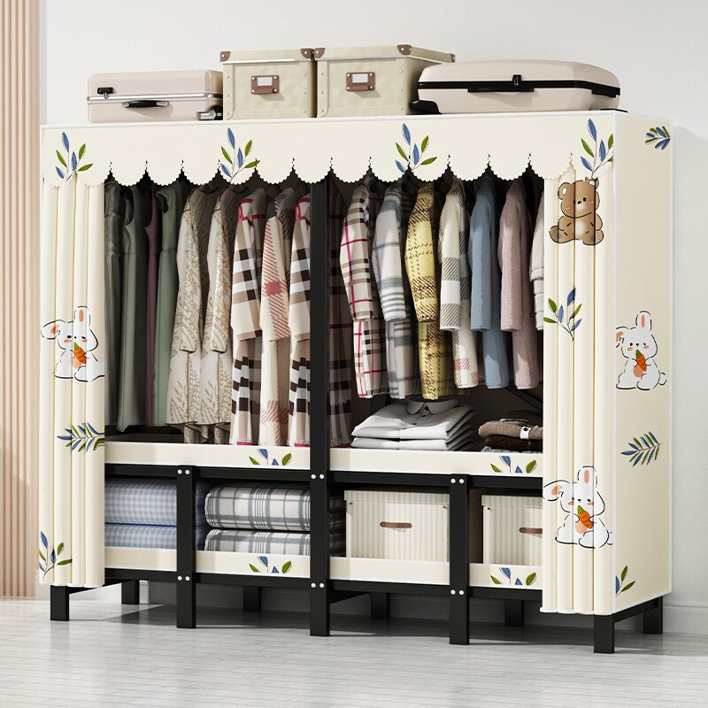 免安装折叠衣柜收纳30MM碳钢布衣柜出租房用结实耐用现代简约衣橱
