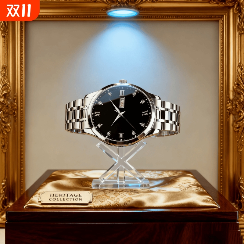 正品瑞士全自动非机械表手表男士学生韩版时尚潮双日历防水表夜光