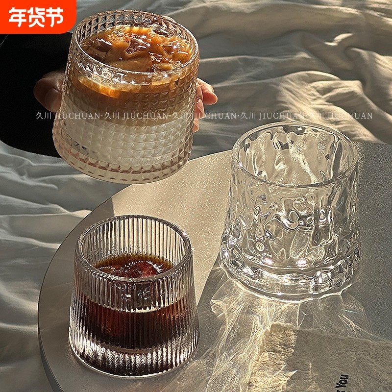 不规则玻璃冷萃杯适用于冰美式咖啡与威士忌饮品 商用大号竖纹玻,餐饮具,玻璃杯,淘宝优惠券,粉丝福利购,淘宝优惠卷