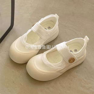 爆款 子女2025新款 瑪麗珍鞋 配裙子淺口單鞋 魔術貼板鞋 夏季 魯魯蛋