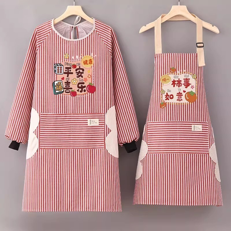 长袖棉麻围裙厨房家用2025新款做饭反穿罩衣大人透气防脏工作服女