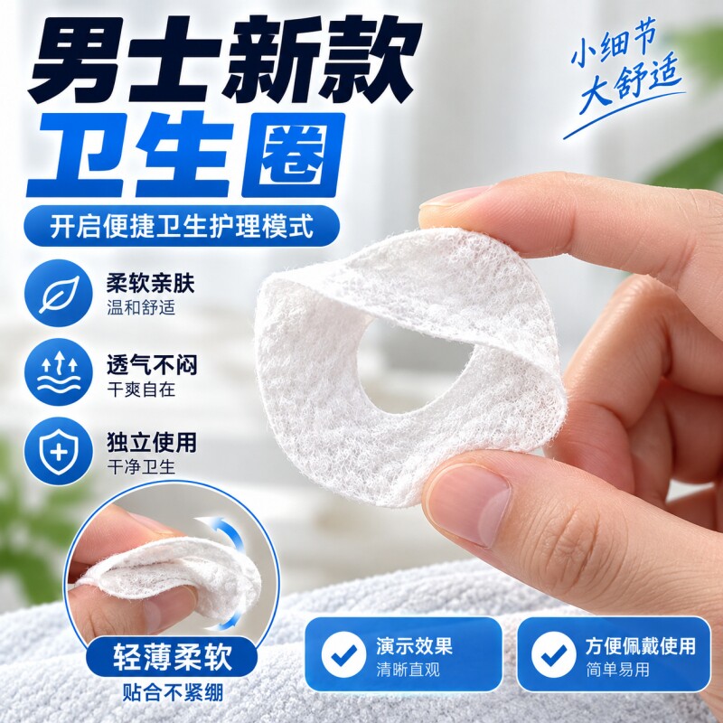 新款男士专用卫生圈男生卫生巾姨夫巾柔软舒适长期使用