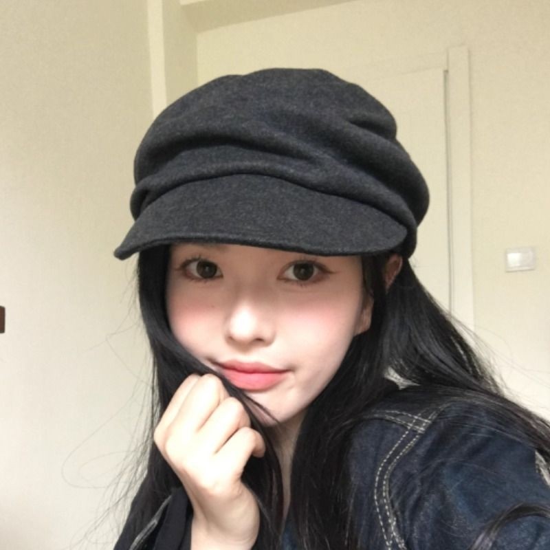 平顶褶皱山本风2025秋冬新款日系复古马术帽报童帽休闲
