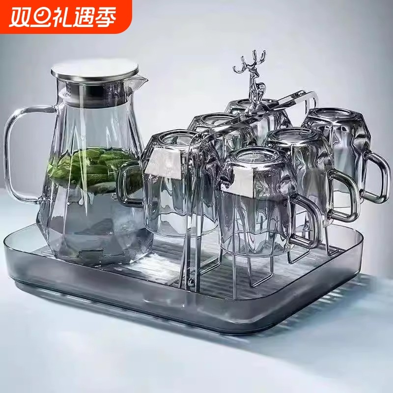 大容量冷水壶家用水杯凉水壶套装耐高温玻璃壶高颜值加厚开水茶壶