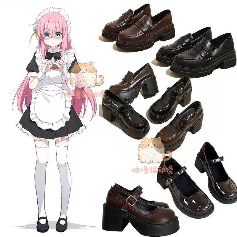 阿米娅cos鞋子明日方舟二次元万用增高小皮鞋漫展百搭黑色高跟鞋