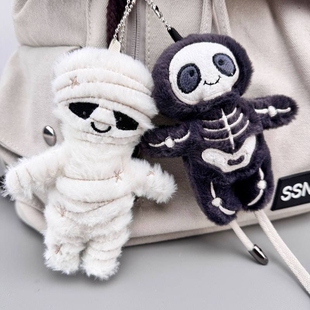 万圣节骷髅木乃伊挂饰毛绒玩具公仔钥匙扣挂件送礼物玩偶挂链