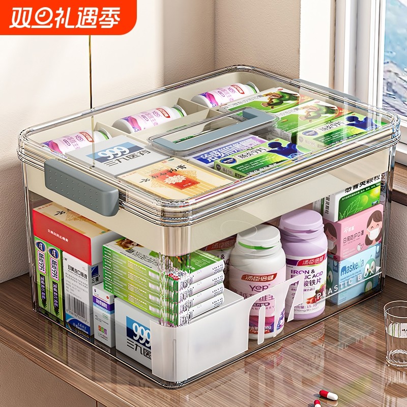 家用医药箱家庭装药物收纳盒多层大容量药品收纳箱便携儿童小药盒