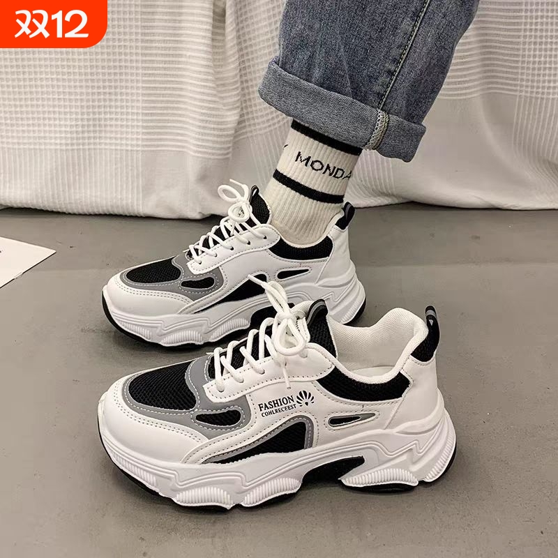 品牌断码老爹鞋女2025新款春夏轻便韩版透气网面学生运动鞋百搭休