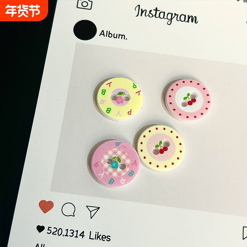 便宜彩色圆形纽扣混搭可爱diy配饰异形可爱纽扣手账装饰可爱配件