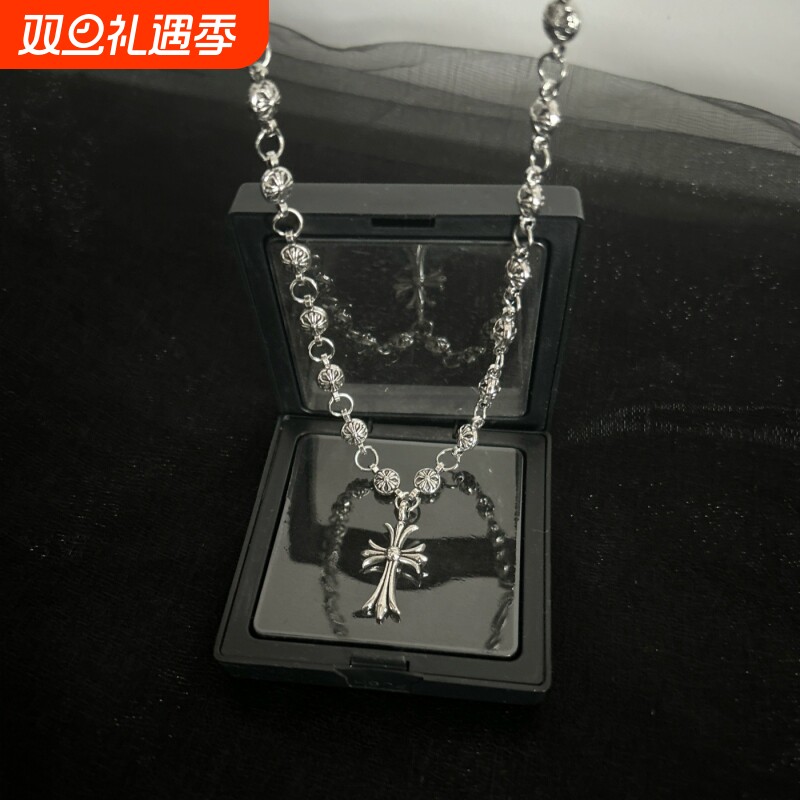 欧美复古克罗亚项链男街头嘻哈潮牌十字架吊坠项链手工链情侣