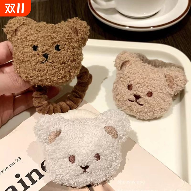 立体小熊扎马尾可爱毛绒小熊发圈卡通玩偶头绳发饰女