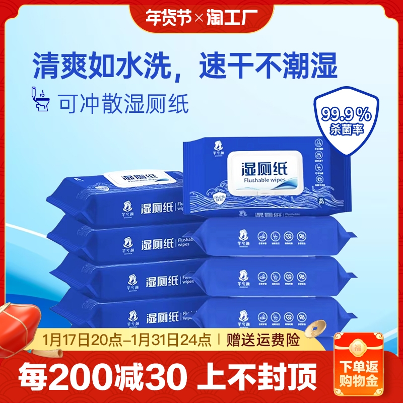 芊湿厕纸40抽湿巾私处擦屁屁专用家庭实惠装湿厕巾杀菌大人成人