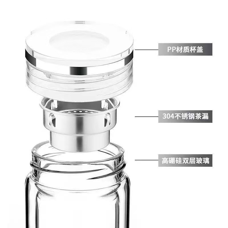 高山流水双层水晶玻璃杯盖通用透明密封圈食用级硅胶防漏