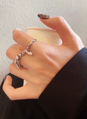 螺纹麻花不规则戒指女复古气质轻奢时尚高级感小众开口指环食指戒