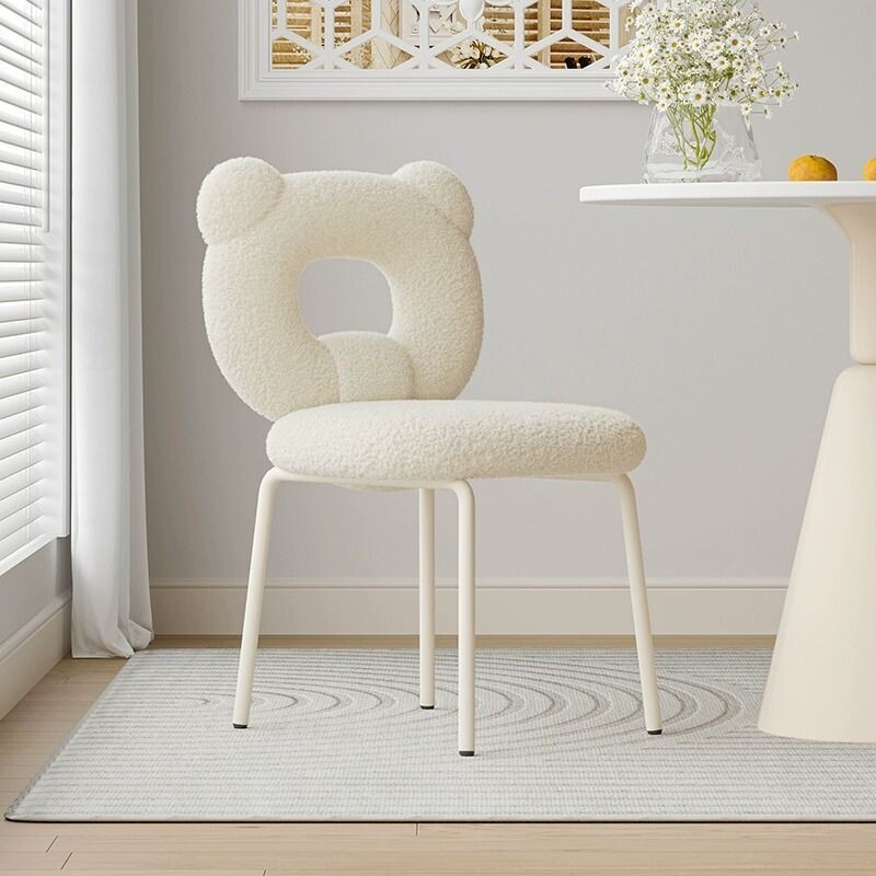 d奶油风餐椅轻奢高级感网红餐桌椅子家用法式简约现代梳妆凳子靠