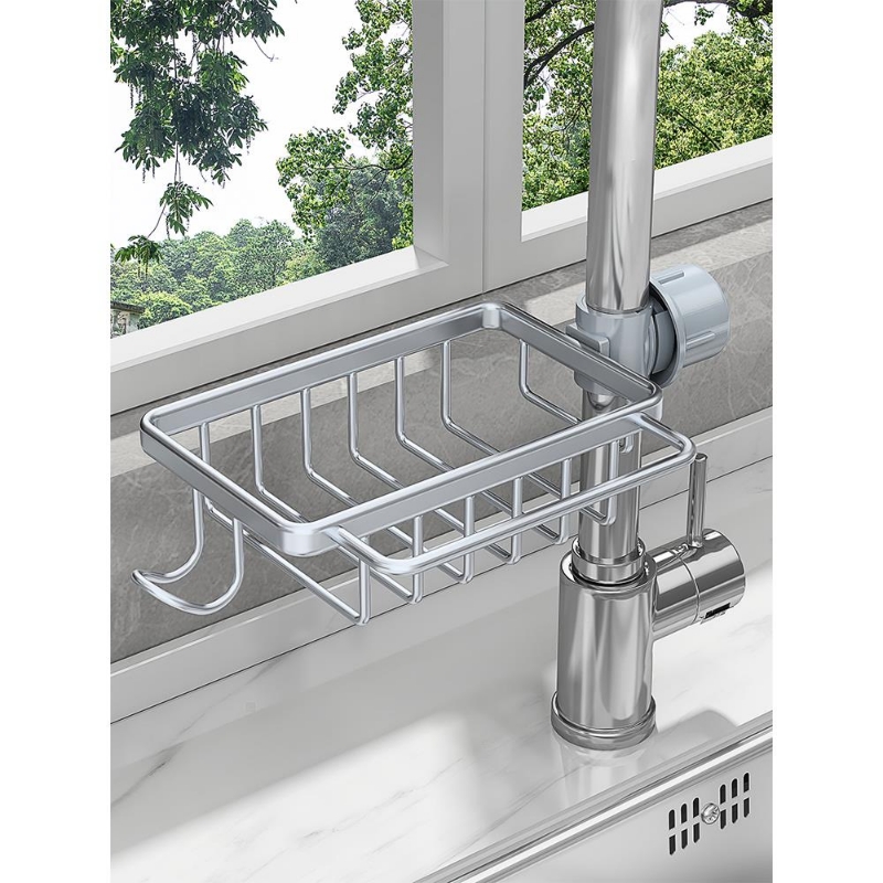 不锈钢厨房水龙头置物架洗碗洗菜池水槽架沥水篮抹布收纳架清洁球