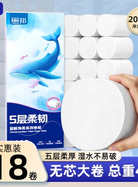 丽邦4斤装无芯卷纸卫生纸家用5层厕纸纸巾手纸卷正品实惠装大卷