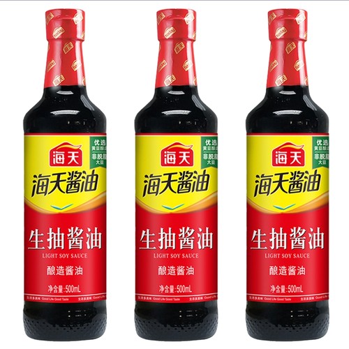海天生抽酱油500mL(PET瓶)*3