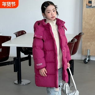 2025冬季新款儿童棉服男女童中长款宝宝加厚保暖三防外套黑色羽绒