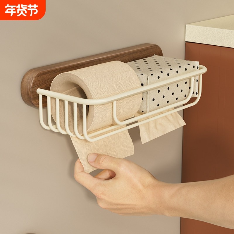 中古风胡桃木厕所纸巾盒化妆室卷筒卫生纸卫生纸盒免打孔壁挂卫生,家庭/个人清洁工具,卷纸器/纸巾架,淘宝优惠券,粉丝福利购,淘宝优惠卷