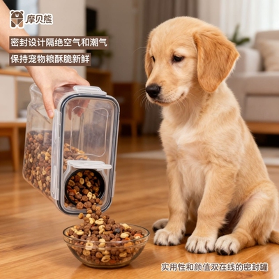 猫咪狗粮罐头宠物狗粮收纳桶零食狗粮大容量宠物狗零食储粮罐PP