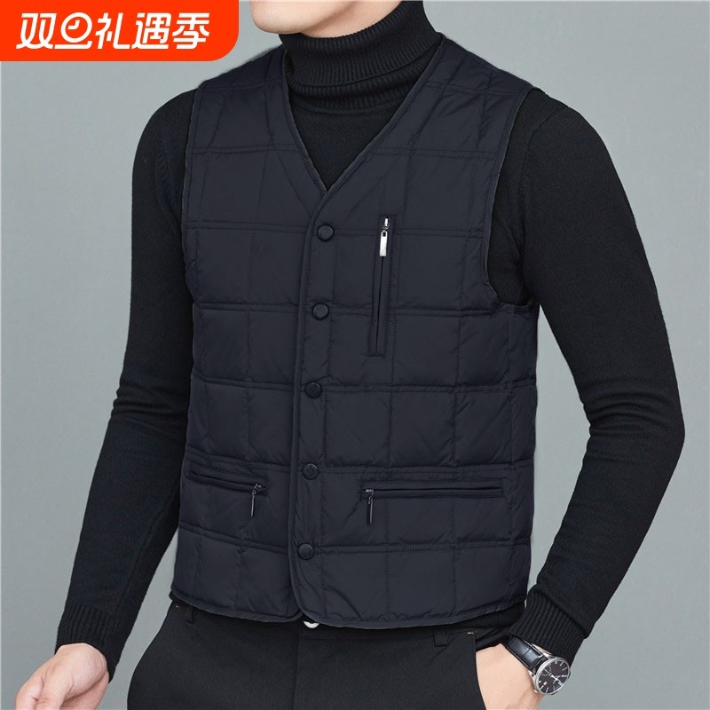 中老年加绒加厚羽绒棉马甲男爸爸装马夹防寒外套棉坎肩2025年冬季