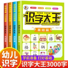 识字大王全套4册识字书幼儿认字有声启蒙早教书籍学前班卡片一年级儿童绘本幼小衔接教材幼儿园推荐宝宝神器看图造句思维能力认知