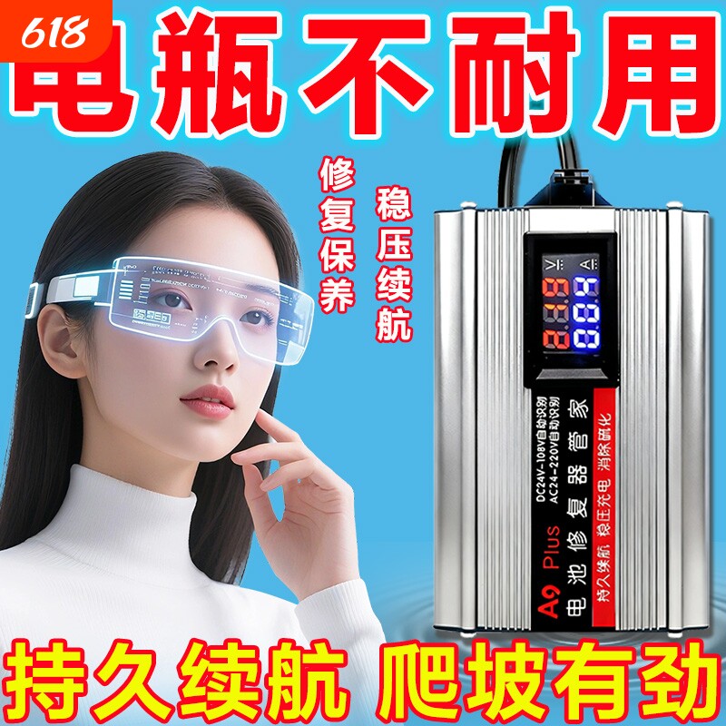 进口新款电动车电瓶修复器铅酸电池通用自动脉冲充电激活续航神器