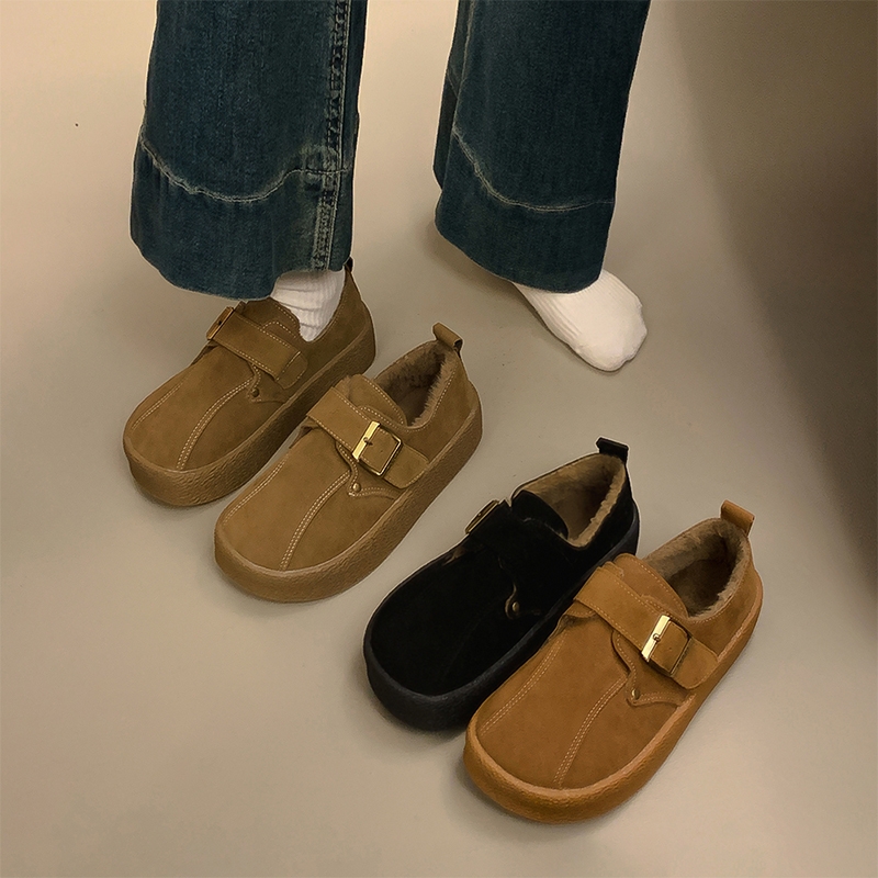 加绒厚底增高勃肯鞋女2025年新款秋冬季保暖雪地靴博肯棉鞋子防滑