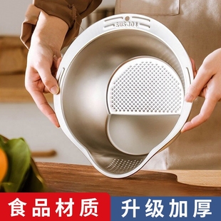316不锈钢沥水篮多功能淘米神器洗米筛水果盘家用厨房专用洗菜盆